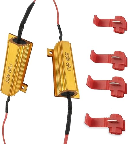 ZKFAR Pack-2 Resistencias de carga de 50 W y 6 ohmios, resistencias de carga, resistencia de carcasa de aluminio, para bombilla LED Fix Fast Hyper