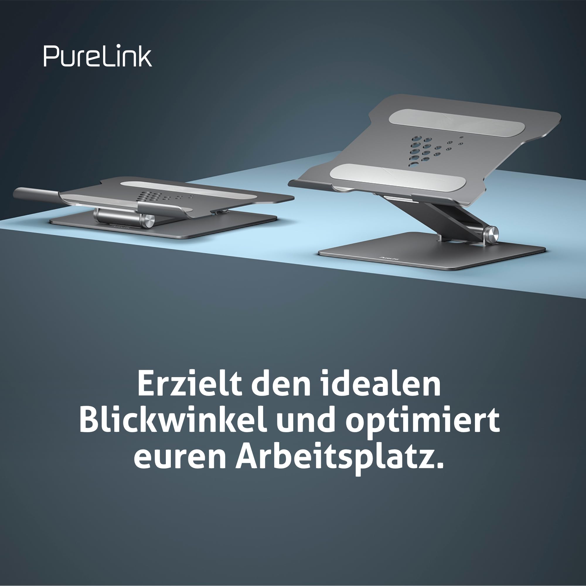 Vuelogic Laptop Ständer höhenverstellbar, Aluminium Notebookhalter | Ergonomische Laptop Erhöhung mit Anti-Rutsch-Pads, Lüftung und Kühlung für Schreibtisch & Home Office