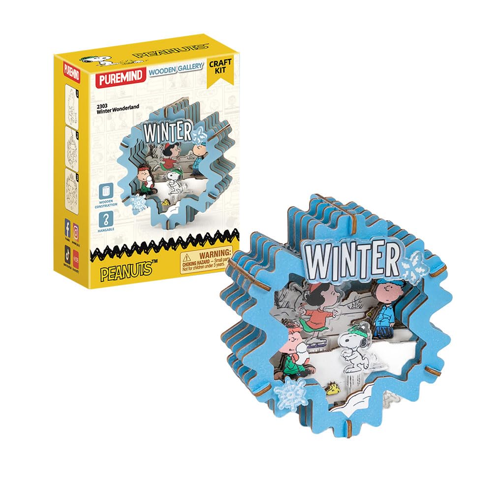 Amazon.com: PUREMIND Snoopy Winter Wonderland 3D Wooden Puzzle Kit