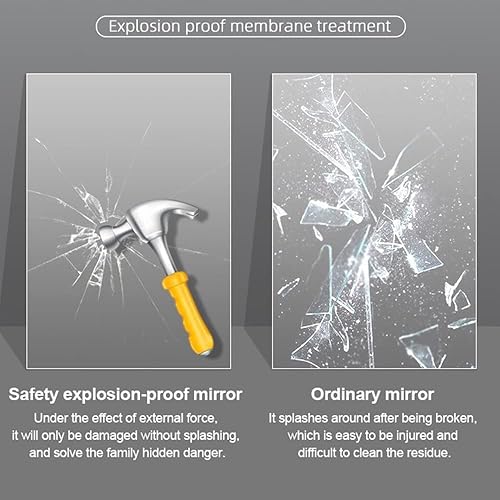 Miniatura 4 de ZJIEX Espejo de baño LED semicircular de 24 pulgadas, sin marco, a prueba de explosiones, antivaho, regulable en 3 colores (derecho, 24 x 24