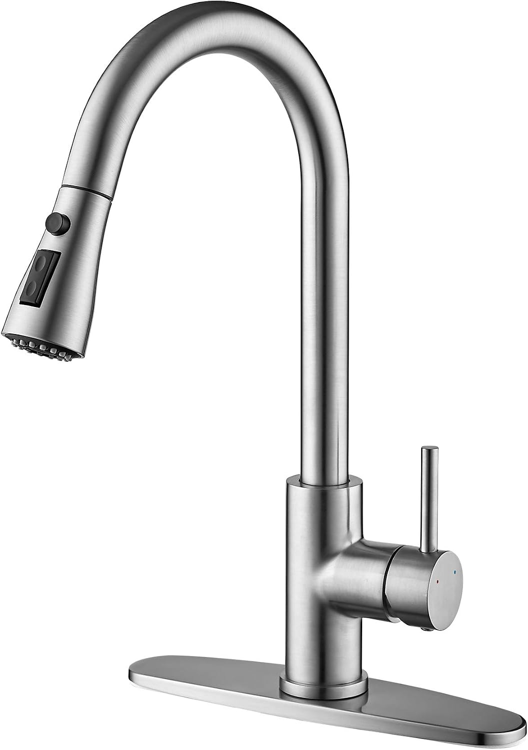 Ravinte Kitchen Faucets with Pull Down Sprayer Goose Neck Spout Single Handle Kitchen Faucet Brushed Nickel Kitchen Sink Faucets Solid Brass Countertop Faucet Farmhouse Sink Faucet