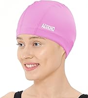 Vista 9 de Aegend Gorro de natación de tela, capa impermeable de silicona, gorra de natación de tela transpirable, mantiene el cabello seco con alta