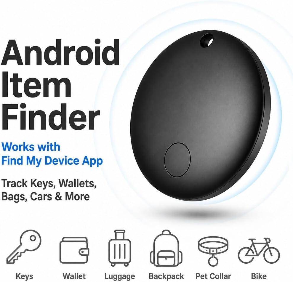 GPS Tracker for Vehicles No Monthly Fee, Mini GPS Tracker for Kids, Tracking Devices for Cars Hidden Works with Google's Find Hub (Android Only) Pet Tag Tracker for Dogs Bike Keys (4-Pack)