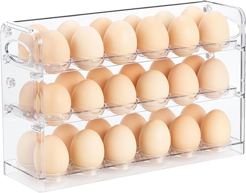 Soporte para huevos para 36 huevos, almacenamiento de huevos para refrigerador, contenedor de huevos de PET para encimera de cocina, dispensador de