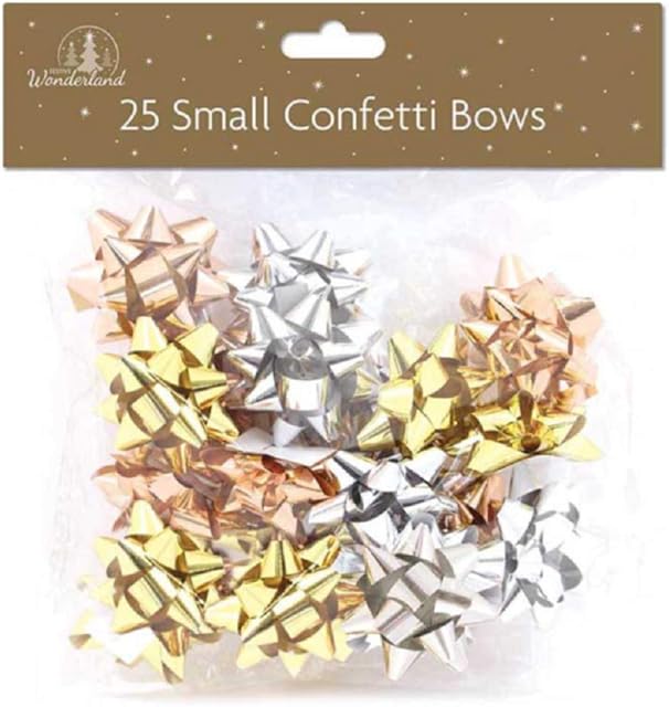 Tallon Christmas Bows, Silver, Rose Gold, 3cm