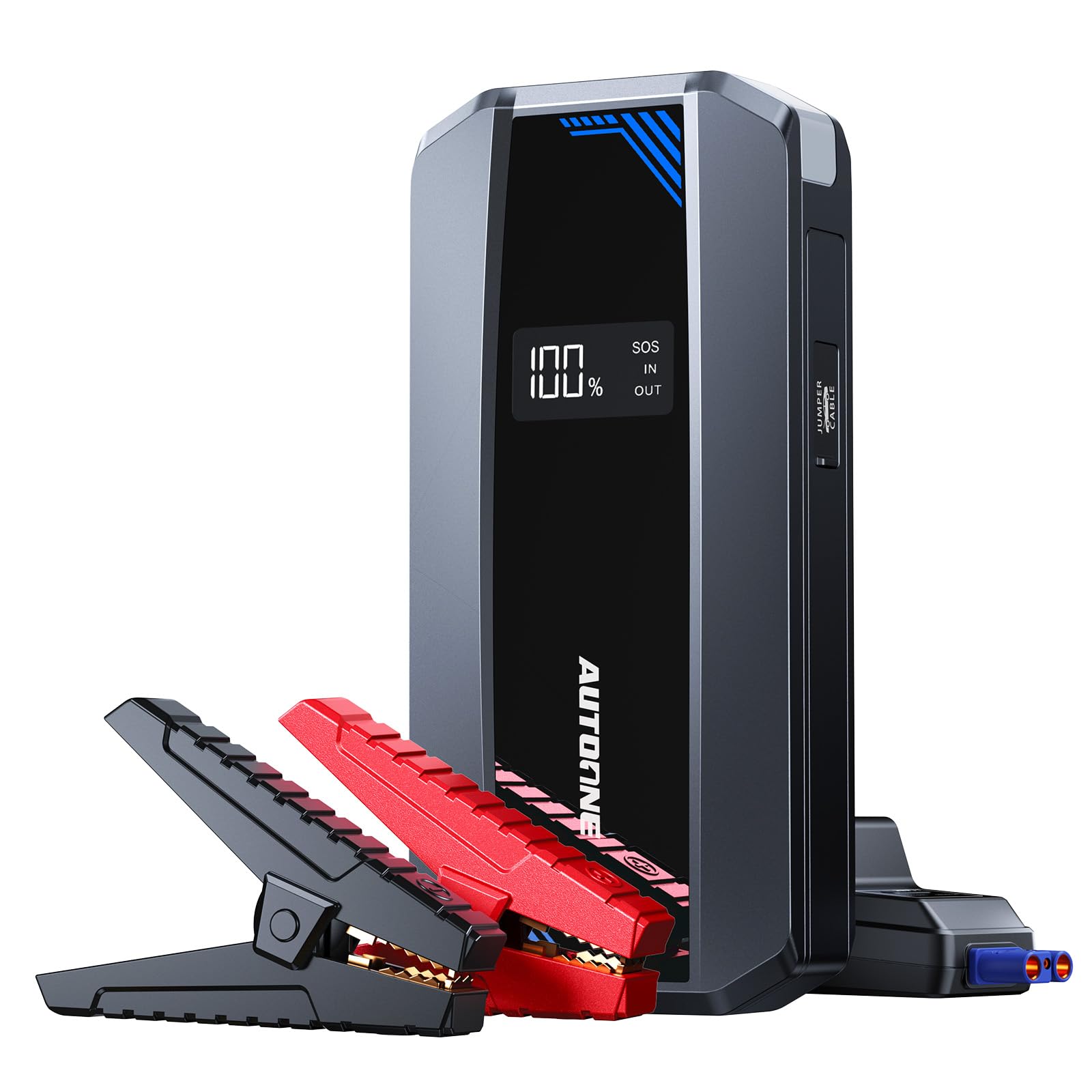 AUTOONE Portable Car Jump Starter, 6000A Battery-Booster, Jumper Battery-Boost Pack for All Gas & 10L Diesel, 12V Jump Box with Smart Jumper Cable for Car Starter, LCD Display, w/LED Light