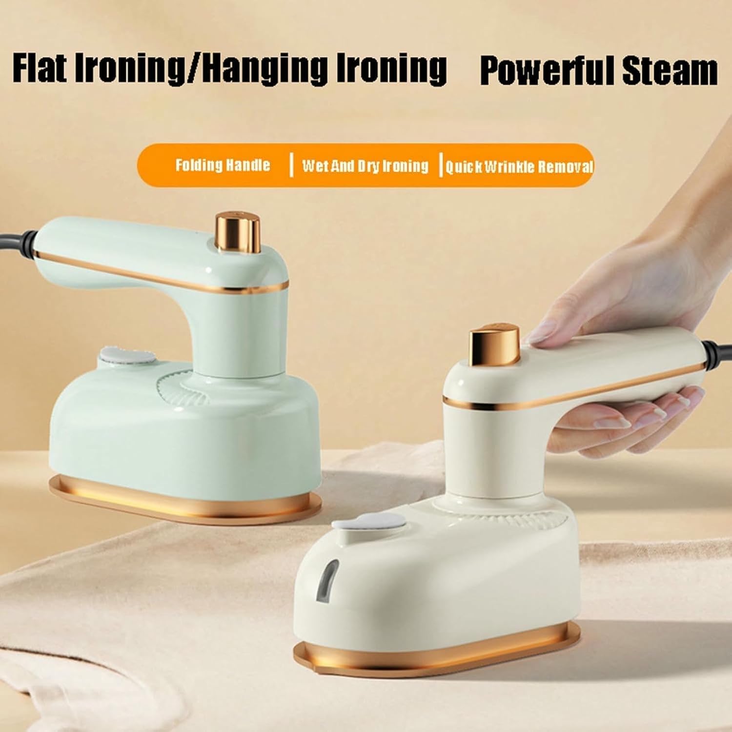 Handheld Portable Iron, Mini Travels Steamer Iron, Steam Irons with Anti-Scald Base, for Travel and Home