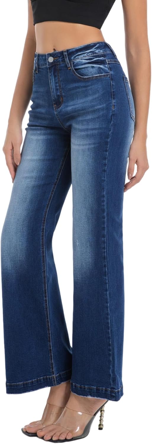 Myzellia Women's Bell Bottom Jeans High Waisted Stretchy Curvy Flare Denim Pants