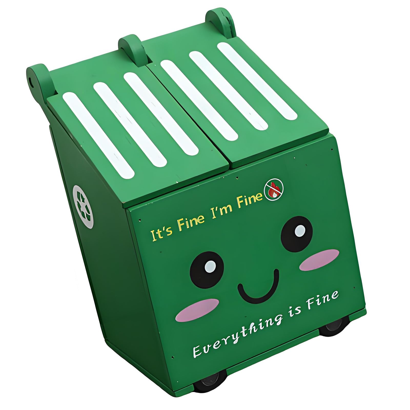 GTYLF Efficient Writing Tool Container with 2 Zones and Fun Illustrations for Workstation Decor Novelty Wooden Desk Decor
