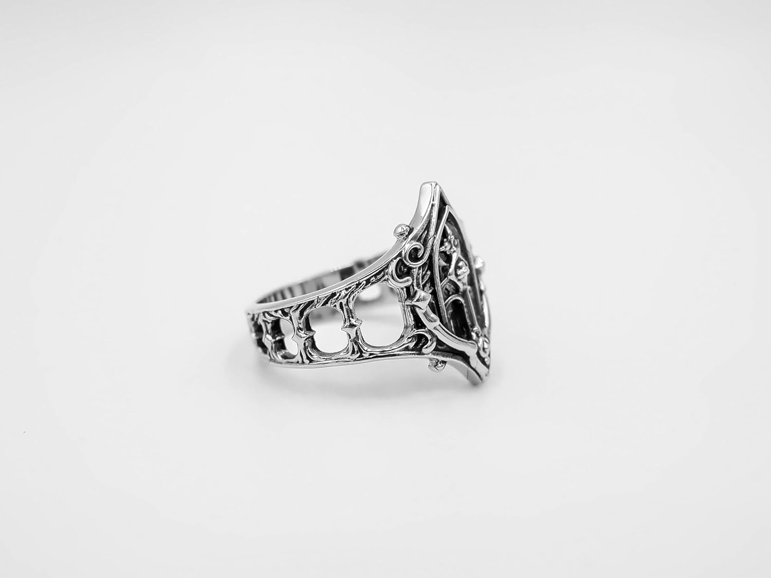 Cathedral Gothic Ring Architectural Design Jewelry for Men and Women 925 Sterling Silver R-782