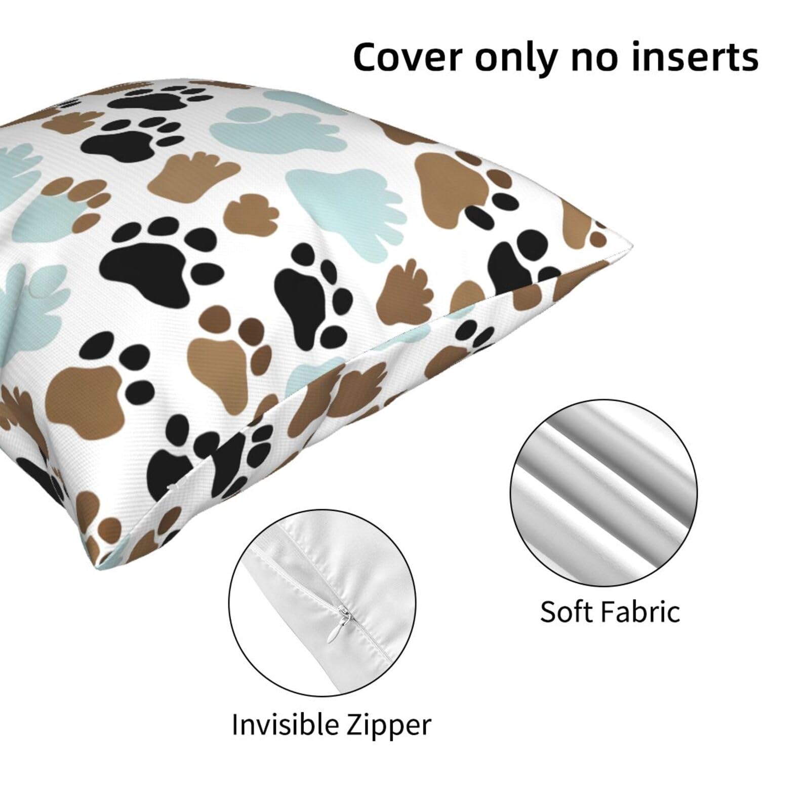 2 Federe Cuscino Con Zampe Di Cane - Morbide, Anti-macchia, 45x45cm, Per Divano E Letto - Foto 8