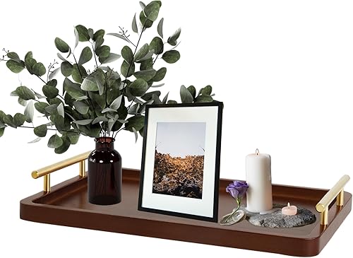 Santentre Bandeja de servicio de 14 x 9 pulgadas para mesa de café con asas, bandeja decorativa para encimera de cocina, bandejas para comer, mesa