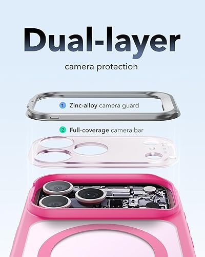 Vista 252 de ESR - Funda para iPhone 15 compatible con MagSafe, funda protectora de grado militar con soporte integrado, cubierta trasera resistente a