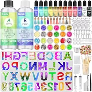 IGaiety Resin Alphabet Mold Starter Kit 169 Pcs Letter Silicone Keychain Molds Reversed Backward Number Molds with Epoxy Resin Pigments Tools for Resin Beginners Adults Kids Jewelry Pendant