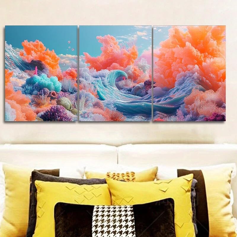 Tableau abstrait moderne multicolore pour décoration murale de salon scandinave