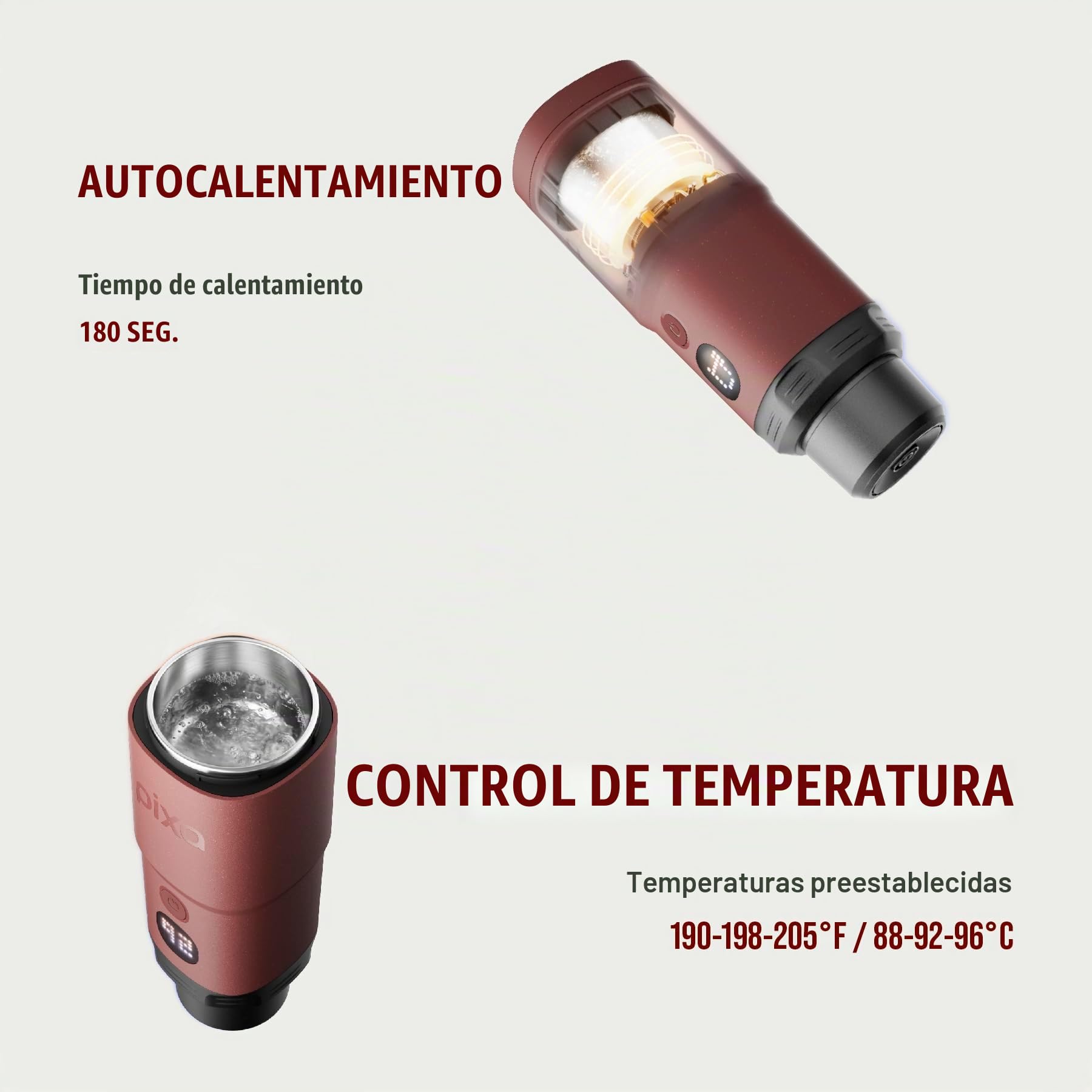 WACACO Cafetera eléctrica y portátil, con 4 tipos de café y calentamiento rápido, batería de 3 x 3000 mAh, cafetera espresso portátil de 20 bar para café molido y cápsula NS (rojo tuscan)