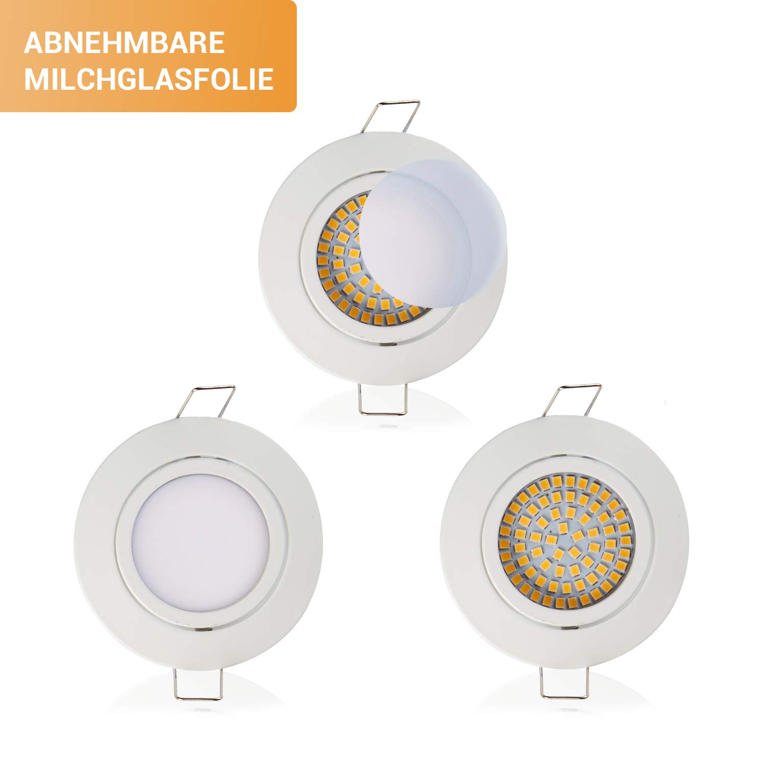 TEVEA Ultra Flach DIMMBAR Einbaustrahler - Weiß Deckenspots - 4W 230V LED Module austauschbar- Einbauspots - Einbauleuchten - 5er Pack (Neutralweiß - 4000K)