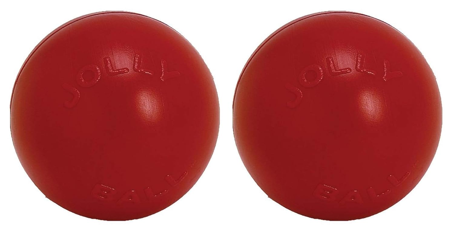 Jolly Pets 2 Pack of Push-N-Play Ball Dog Toys Red 6-Inch