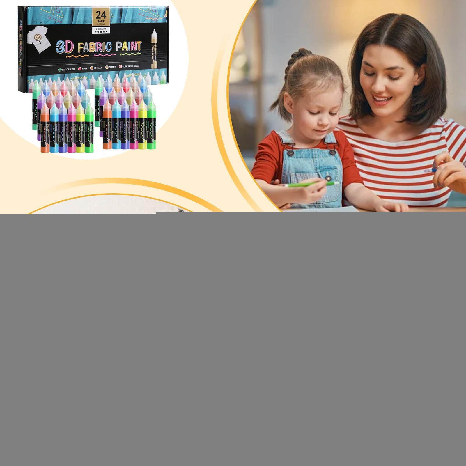 Generisch Set di colori per tessuti per vestiti, 24 colori | Set di colori per tessuti 3D per adulti, principianti, studenti d'arte, uomini, donne e professionisti