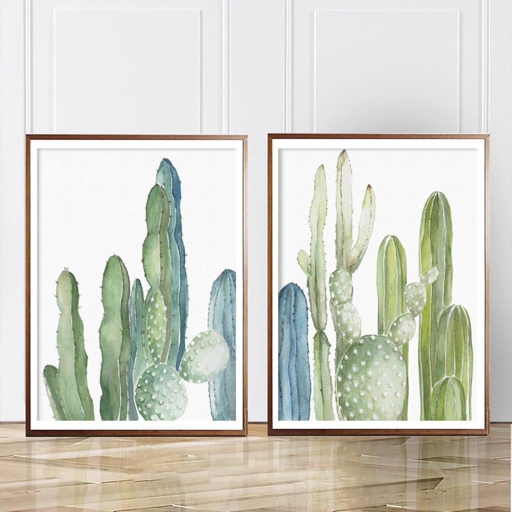 WUHBCZ Pictures,Abstract Watercolor Cactus Botanical Poster and Prints Wall Art Modern Picture, Cactus Wall Art, Living Bedroom Kitchen Room Decor-50 * 60cm*2PCS (No Frame)