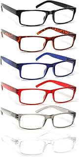 BIENCOOL 6 Pack Reading Glasses Traditional Frames for Men and Women Readers with Spring Loaded Hinges
