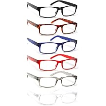 BIENCOOL 6 Pack Reading Glasses Traditional Frames for Men and Women Readers with Spring Loaded Hinges