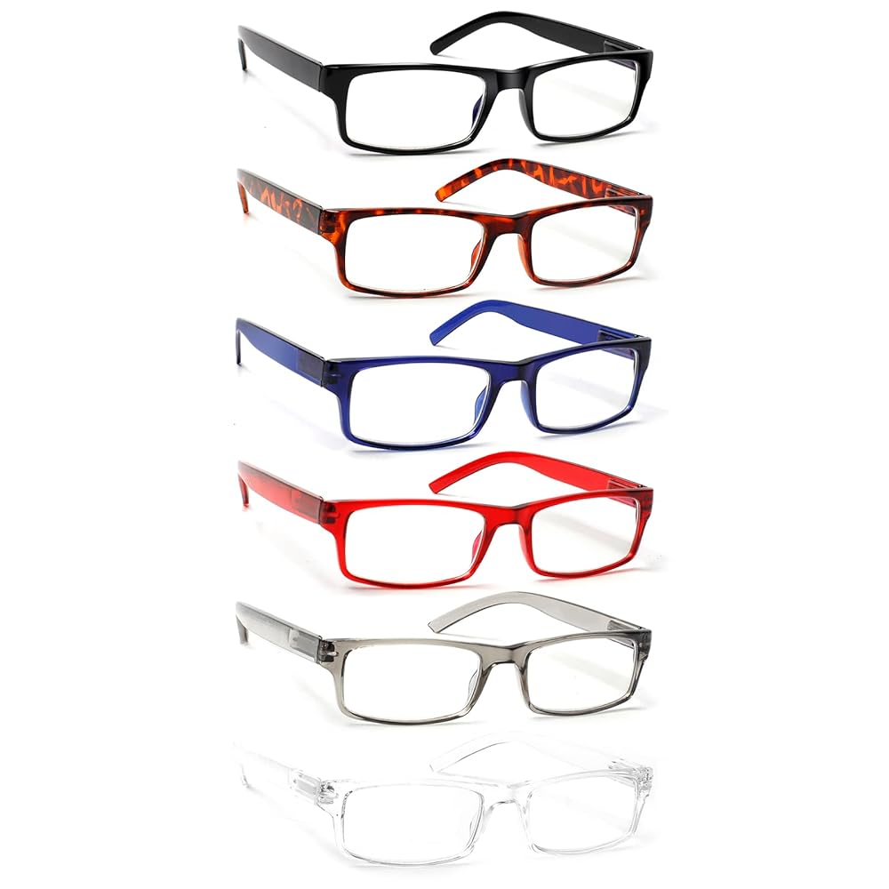 BIENCOOL 6 Pack Reading Glasses Traditional Frames for Men and Women Readers with Spring Loaded Hinges (Mix Color, 2.75, multiplier_x)