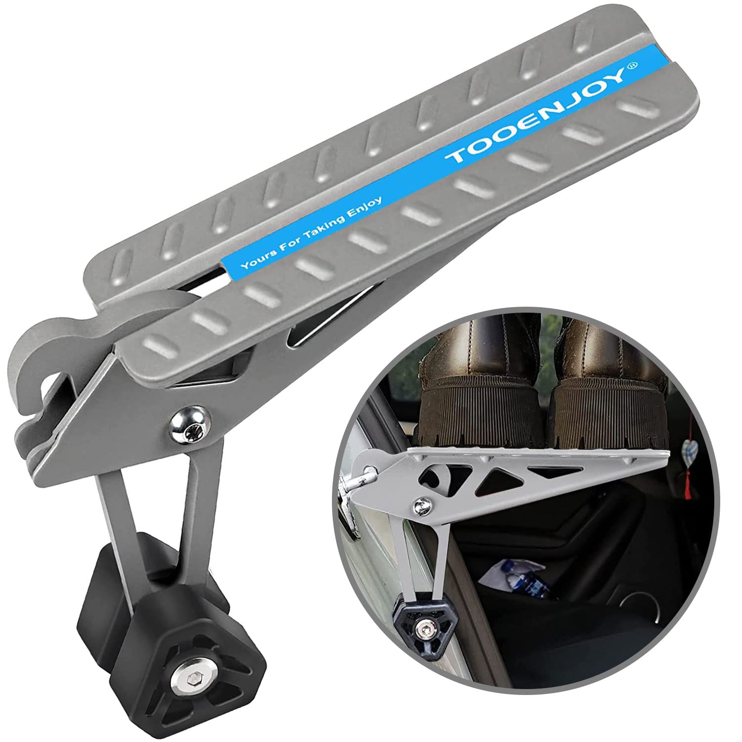 TOOENJOYCar Door Step, Foldable Roof Rack Door Step Up on Door Latch, Door Step for Car Roof Access，Door Latch Step for Most Car, SUV, Truck, Max Load 400 lbs (Light Grey)