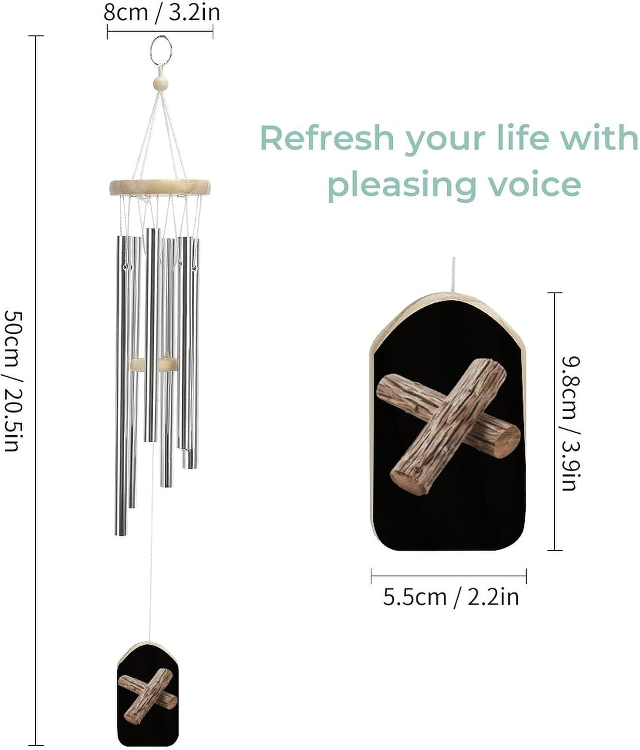 Wood Trunks Wooden Wind Chimes Deep Tone Memorial Windchime for Outside Garden Home Decoration