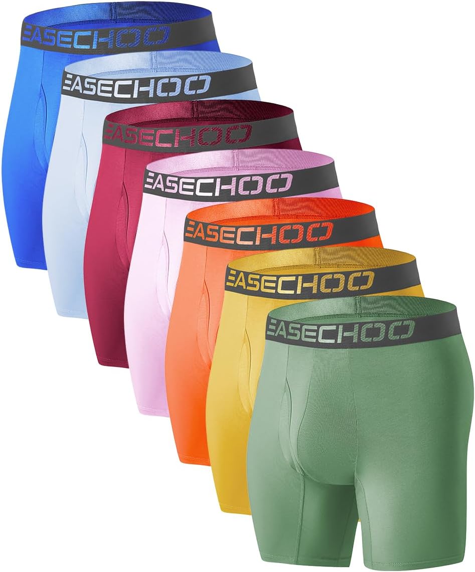 Easechoo Men's Underwear,Rayon Made from Bamboo Men Boxer Briefs,Ultra Soft,Breathable,No Riding Up Leg,7 Pack