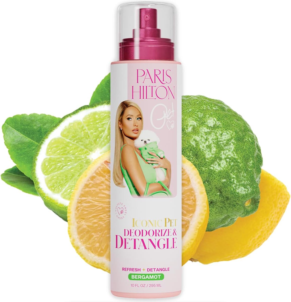 Paris Hilton Dog Perfume, Deodorizer, & Detangler | Odor Neutralizing with Fresh Citrus-Infused Bergamot Scent - Sulfate-Free, Vegan, Hypoallergenic for All Pet Breeds (10oz/295ml)