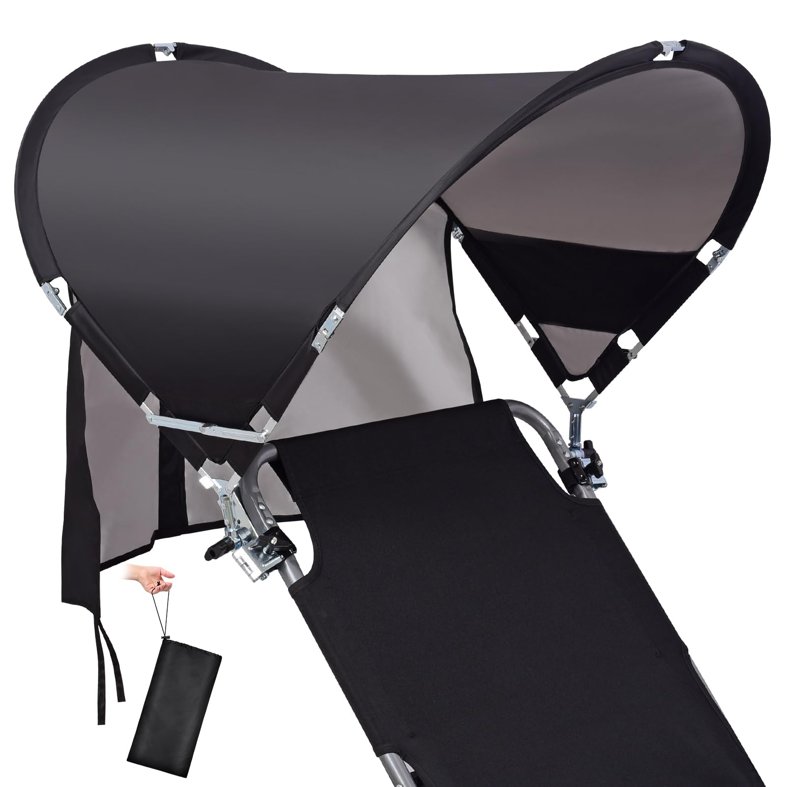XL Universal Beach Chair Umbrella Canopy, UPF 50+ Chair Sun Shade Attachment with Adjustable Clamp for Camping, Lawn, Wheelchair, Tanning, Zero Gravity, Lounge, Fishing, Outdoor Chairs, Oversized-image-32