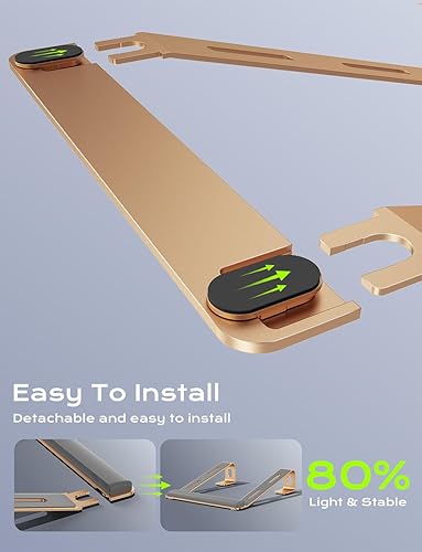 Miniatura 6 de Soporte de aluminio para laptop, soporte para portátil con reposamuñecas, soporte ergonómico desmontable para laptop, soporte de computadora