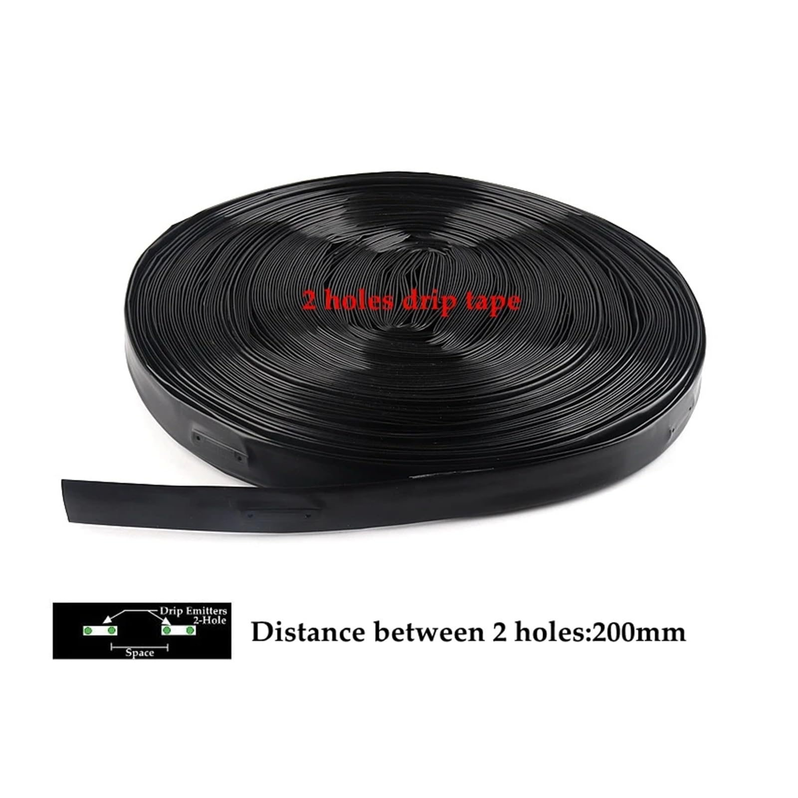 De microirrigación de 16 mm con dos orificios, cinta de goteo, espacio entre 10 y 50 cm, 0,2 mm de grosor, for riego de invernaderos y granjas.(Space 20cm,50m)