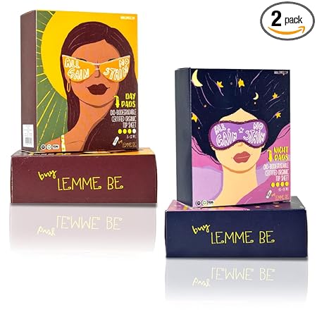 Lemme Be Sanitary Pads Combo | 100% Cotton Certified Biodegradable | Teen Pads (Day Box of 7+ Night Box of 7)