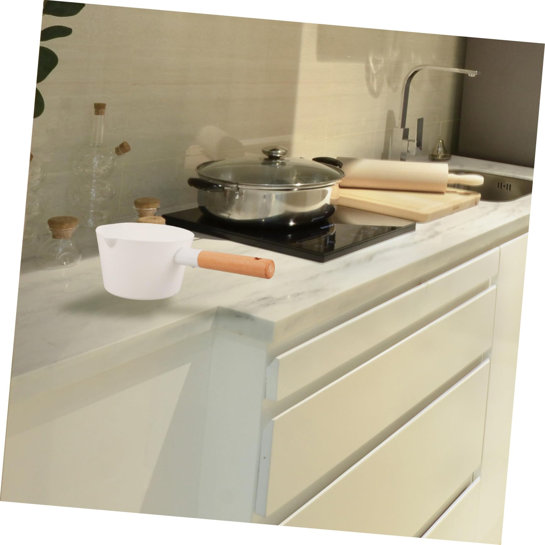 LABRIMP 2piezas Cucharón De Madera De Mango Para Cocina y Baño Para Agua y Lavar Verduras Utensilio Ecológico y Gran Capacidad Doméstico y Restaurantes