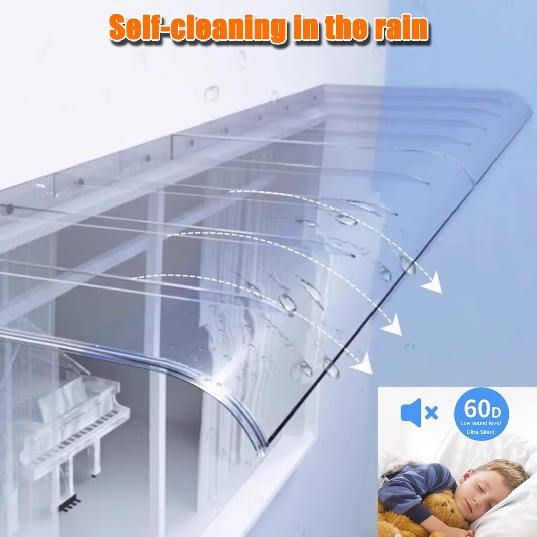 Curved Door Canopy Awning, Polycarbonate Outdoor Cover, UV & Rain Protection for Entrances, Invisible Awning for Windows, Brown 40x240cm (16"x94")