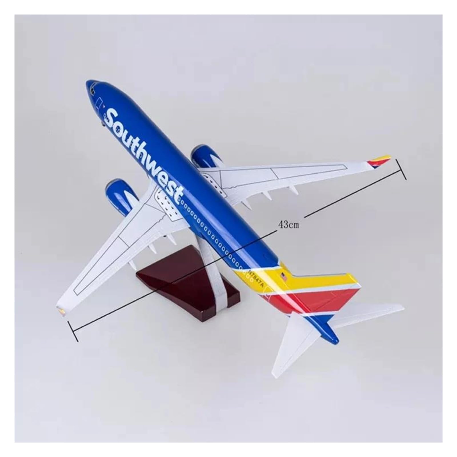 Odlewane zabawki samolotowe w skali 1/85 dla modelu samolotu serii 737 B737 Southwest Diecasting żywica kolekcja samolotów klasyczny model do zbierania i wyświetlania (ze światłem)