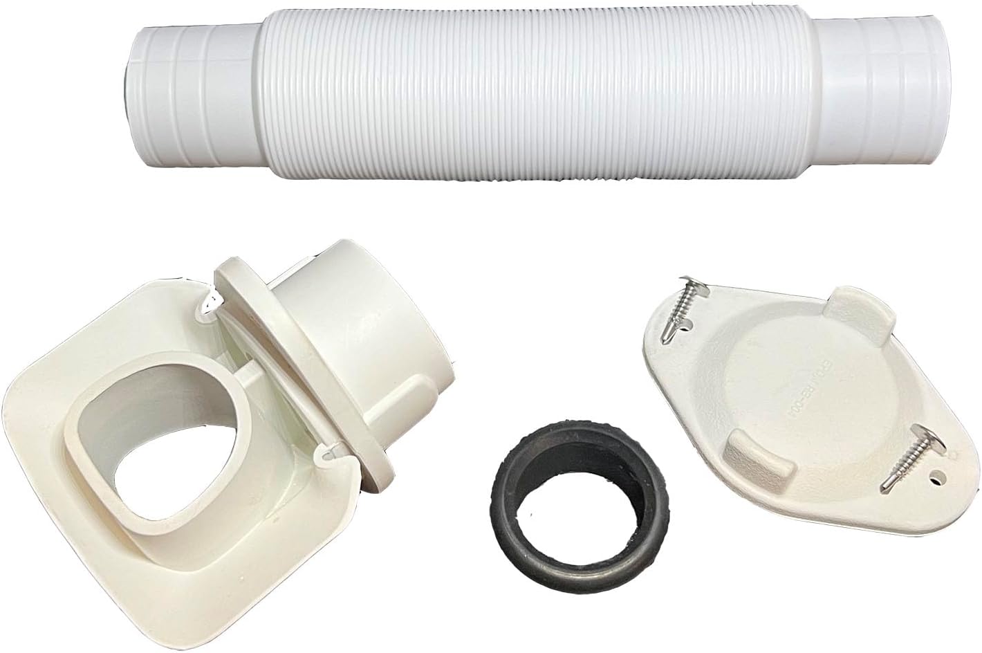 EarthMinded - Aquabarrel DIY, White FlexiFit Downspout Diverter Group for 2x3 Downspouts - Easily Connects Your Existing Rain Barrel to an EarthMinded White Flexi-Fit Downspout Diverter