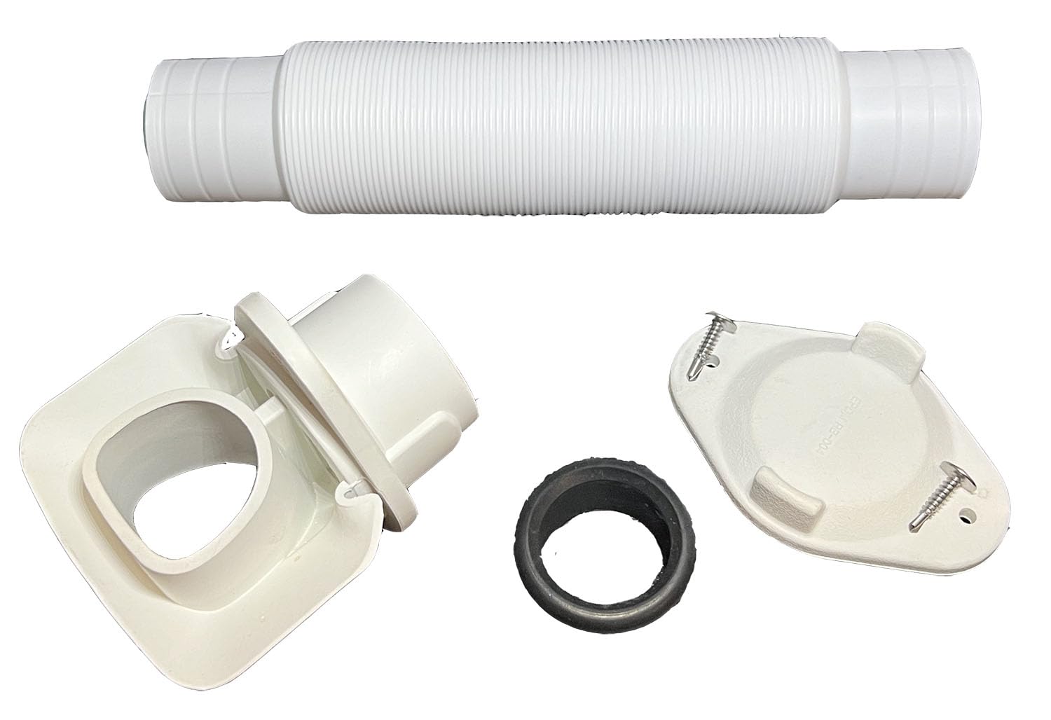 EarthMinded - Aquabarrel DIY, White FlexiFit Downspout Diverter Group for 2x3 Downspouts - Easily Connects Your Existing Rain Barrel to an EarthMinded White Flexi-Fit Downspout Diverter