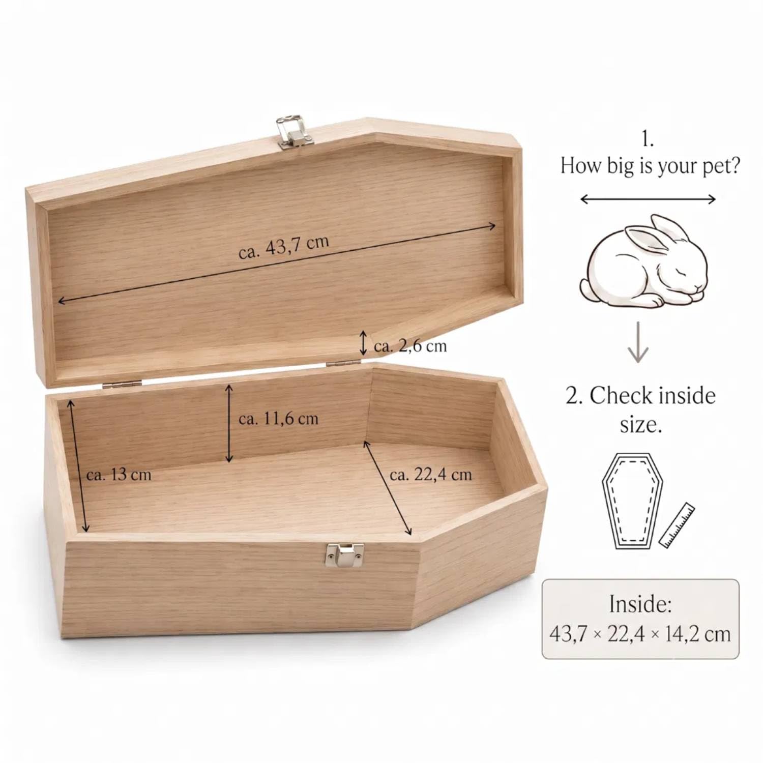PrimoLiving bara per Animali Domestici in Legno Finitura Naturale - Misura L per Piccoli Animali Domestici - bara per Animali Domestici con Chiusura Fissa in Metallo - bara in Legno di Alta qualità