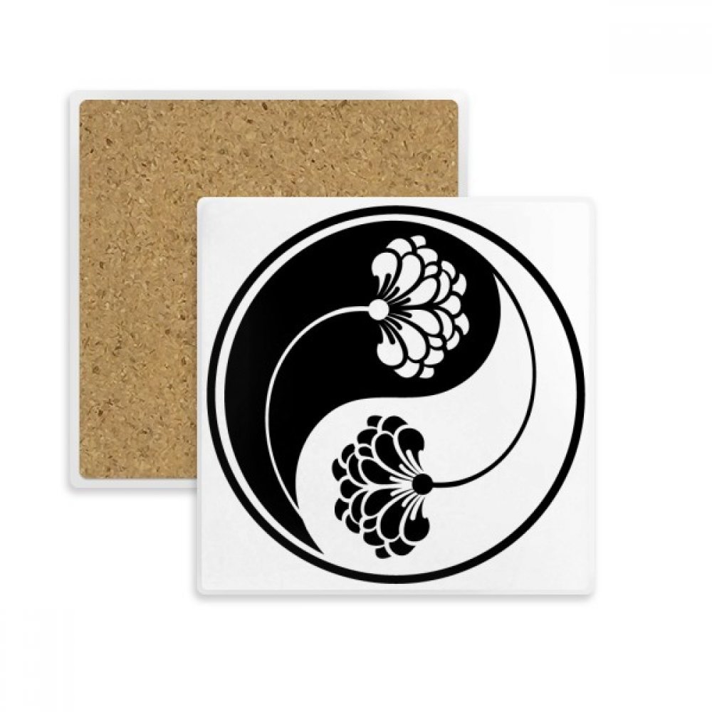 Coaster Bouddhisme Bouddhiste Yin-Yang carré en pierre absorbant multicolore