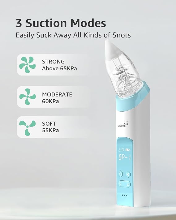 GROWNSY Nasal Aspirator for Baby, Electric Nose Sucker with Protection Mode