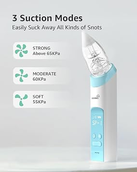 GROWNSY Nasal Aspirator for Baby, Electric Nose Sucker with Protection Mode