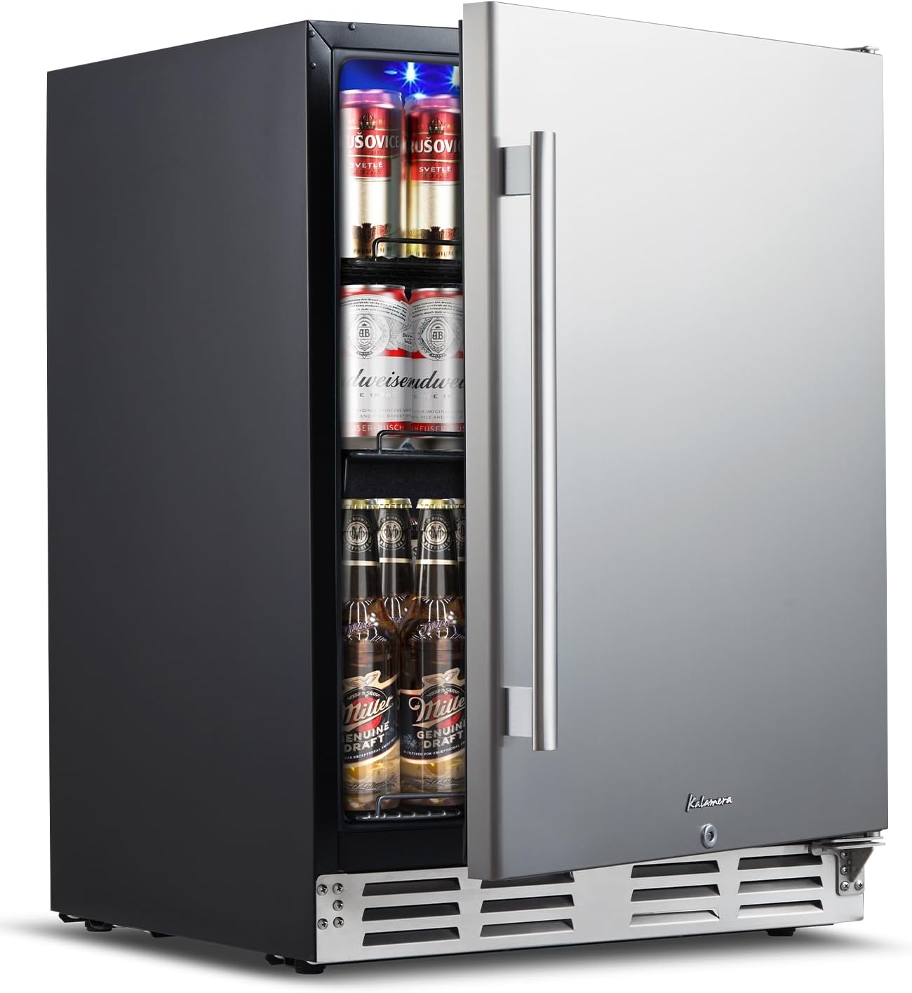  Beverage Refrigerator 24 inch, 154 Cans Under Counter Beer Fridge | Built-in/Freestanding Beverage Fridge Cooler with Stainless Steel Door, 4 Shelves for Outdoor Indoor Use