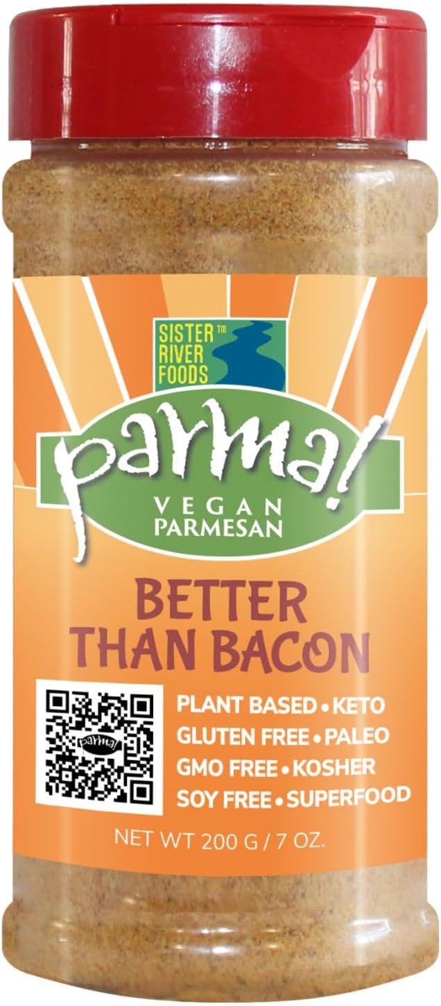 Parma! Plant-Based Parmesan Cheese | Vegan Shredded Parmesan | Cheese Alternative | Lactose Free Seasoning | Grated | Superfood | Keto | Gluten-Free | (Better Than Bacon, 7 ounce)