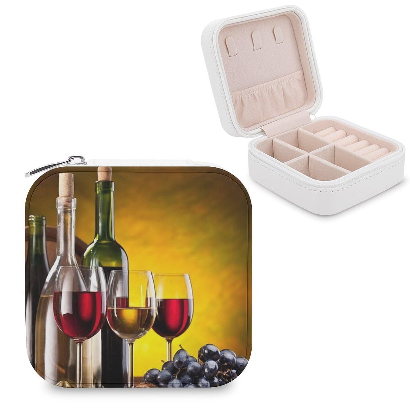 Boîte à bijoux portable en cuir synthétique rose avec séparateurs amovibles pour le voyage