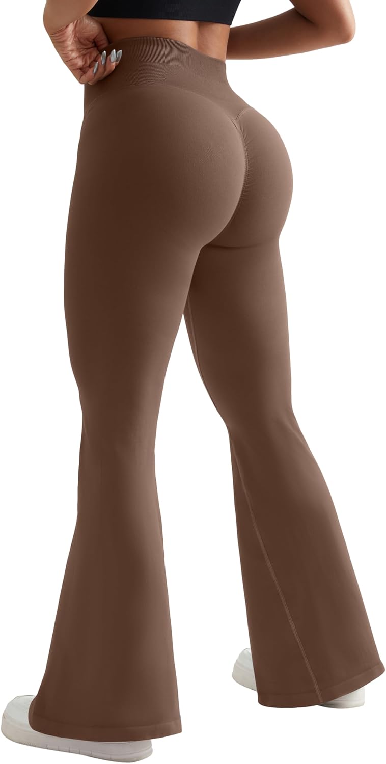 OMKAGI Butt Lifting Flare Leggings for Women Tummy Control Wide Leg Flared Yoga Pants