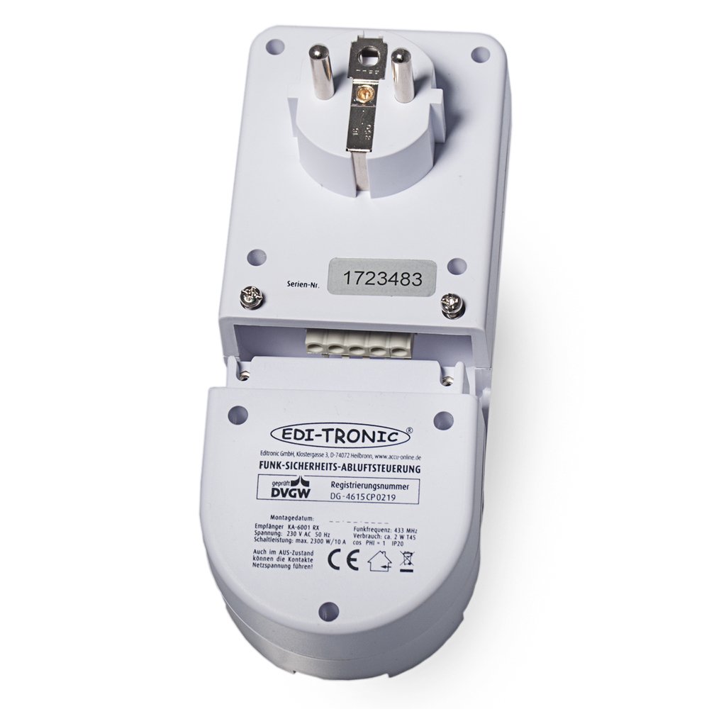 edi-tronic DVGW DIBt geprüfte Funk Abluftsteuerung Fensterschalter Fenstersensor KA-6001 Kamin Feuer