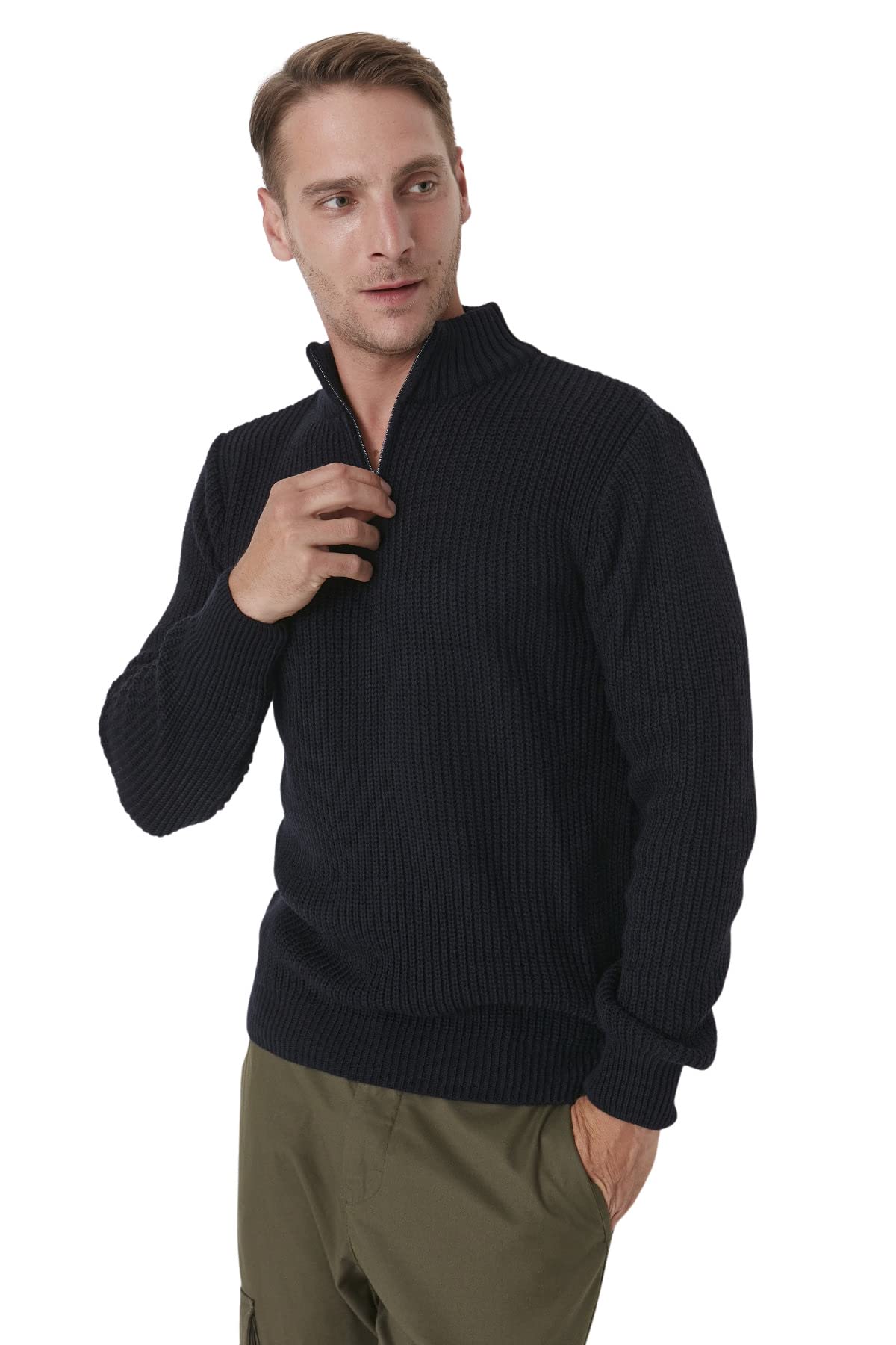 Trendyol Men's Navy Blue Man Regular Basic High Neck Knitwear Sweater